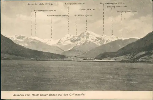 Ansichtskarte .Tirol Ausblick vom Hotel Ortler-Graun auf das Ortlergebiet 1908
