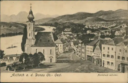 Ansichtskarte Aschach an der Donau Straßenszene - Künstlerkarte 1911