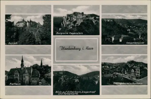 Blankenburg (Harz) Mehrbild-AK Schloß  Regenstein Gebirgshotel Kaiserwarte 1930
