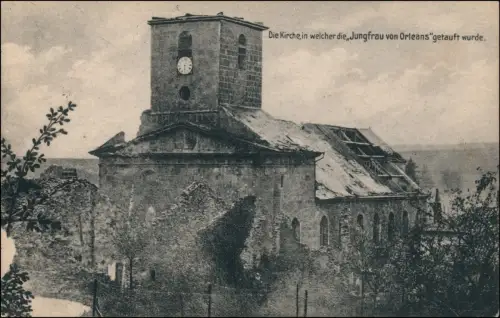 Brieulles-sur-Meuse WK1 zerstört Die Kirche  Jungfrau Orleans 1916