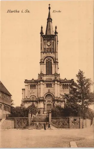 Ansichtskarte Hartha Partie an der Kirche 1913