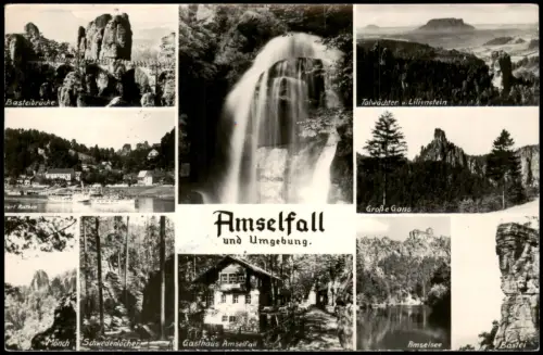 Ansichtskarte Rathen Amselfall und Umgebung 1959