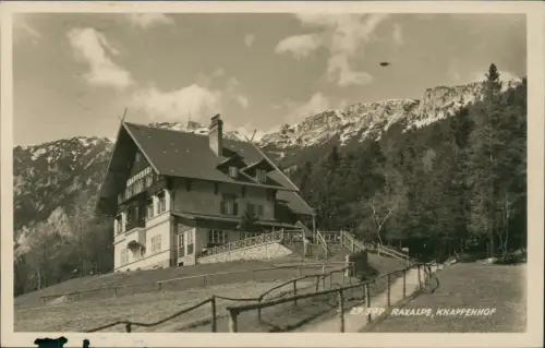 Ansichtskarte Altenberg an der Rax Alpenhotel u. Pension Knappenhof 1928
