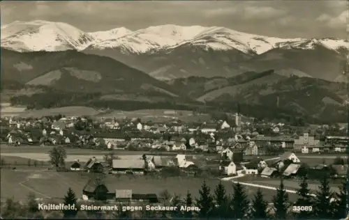 Ansichtskarte Knittelfeld Stadt mit Alpen - Fotokarte 1941