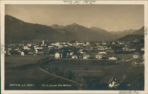 Ansichtskarte Spittal an der Drau Blick gegen das Mölltal 1930