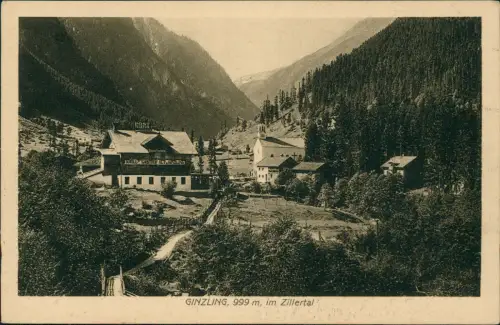 Ansichtskarte Ginzling-Mayrhofen Stadtpartie Zillertal Gasthof 1919