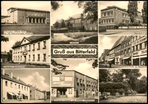 Ansichtskarte Bitterfeld MB Oberschule II, Lobenschule, Kino 1960