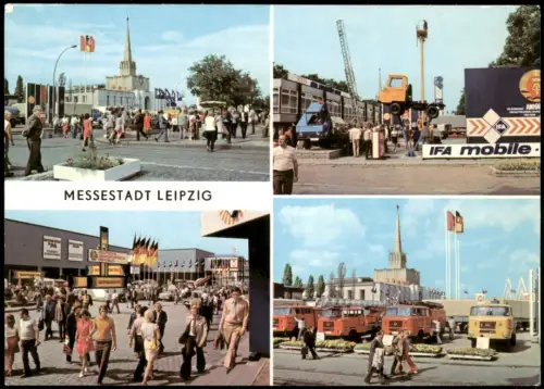 Leipzig Technische Messe - Teilansichten, Krähne u Leiterwagen IFA Mobile 1979