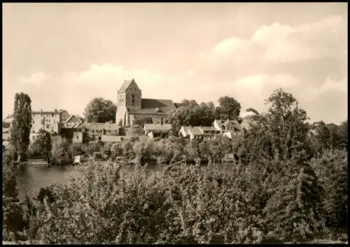 Lychen Blick über den Stadtsee auf die Stadtpfarrkirche St. Johannes 1972
