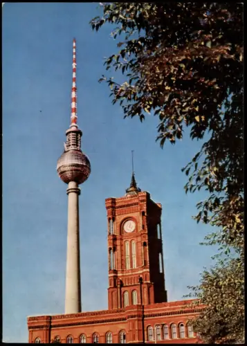 Ansichtskarte Mitte-Berlin Rotes Rathaus und Fernsehturm 1970