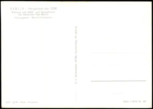 Ansichtskarte Mitte-Berlin Rotes Rathaus und Fernsehturm 1970