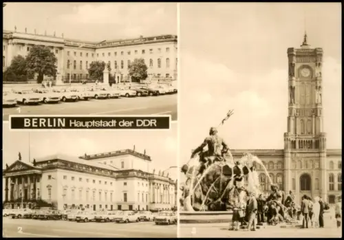 Berlin Mehrbildansicht mit  Universität, Staatsoper Rathaus  Neptunbrunnen 1971