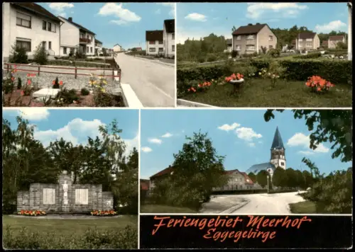 Meerhof-Marsberg Mehrbildansicht  Kirche St. Laurentius und Kriegerdenkmal 1975