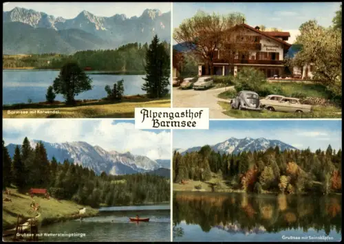 Krün Alpengasthof Pension Barmsee Mehrbild-AK u.a. Autos VW Käfer 1967