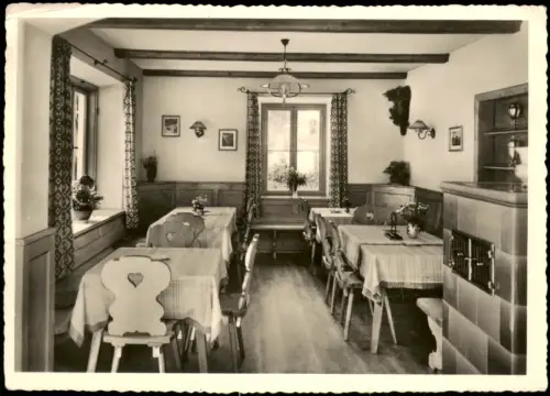 Ansichtskarte Kreuth Caféhaus und Pension Walch Innenansicht Gastraum 1954