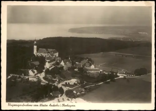 Andechs Kloster Andechs Oberbayern v. Flugzeug aus, Luftaufnahme 1948/1940