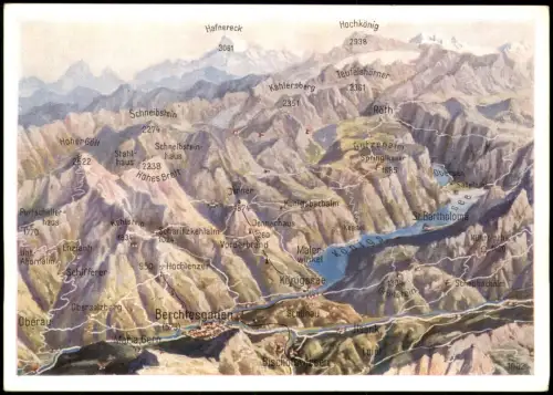 Berchtesgaden Umland-Ansicht Reliefkarte Berchtesgaden mit Königssee 1960