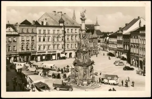 Neuhaus / Böhmen Jindřichův Hradec Náměstí Marktplatz belebt 1959