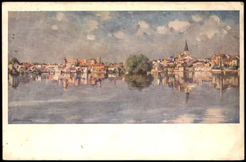 Neuhaus / Böhmen Jindřichův Hradec Totale - Künstlerkarte 1928