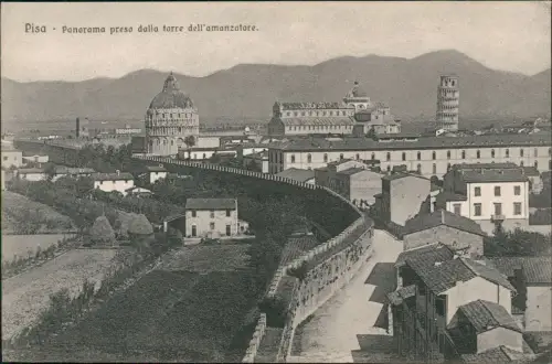 Cartolina Pisa Panorama preso dalla forre dell'amanzatore. 1917