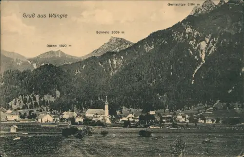 Ansichtskarte Wängle Stadtblick 1919  gel. Deutsch Österreich