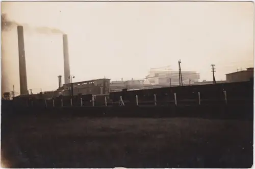 Ansichtskarte Lauta Fabrik und Gleisanlagen b. Hoyerswerda Privatfotokarte 1928