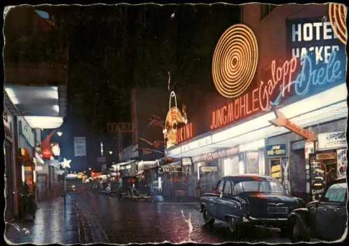 St. Pauli-Hamburg Reeperbahn Blick zur Große Freiheit, Autos Lokale 1980