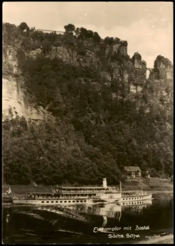 Ansichtskarte Rathen Elbdampfer vor der Bastei 1963