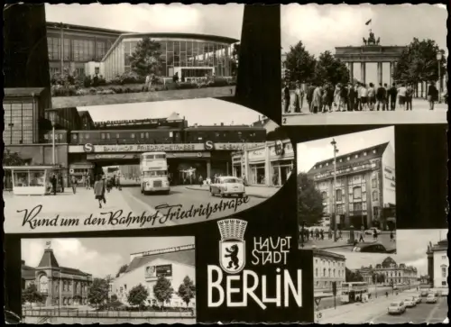 Ansichtskarte Berlin Mehrbildansicht Rund um den Bahnhof Friedrichstraße 1963