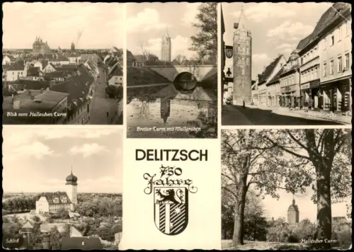 Delitzsch Mehrbildkarte zum 750-jährigen Stadtjubiläum  Breite Straße 1958