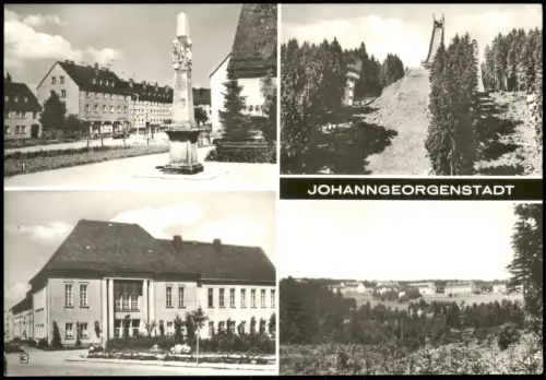 Johanngeorgenstadt MB mit Postmeilensäule und Erzgebirgsschanze 1985