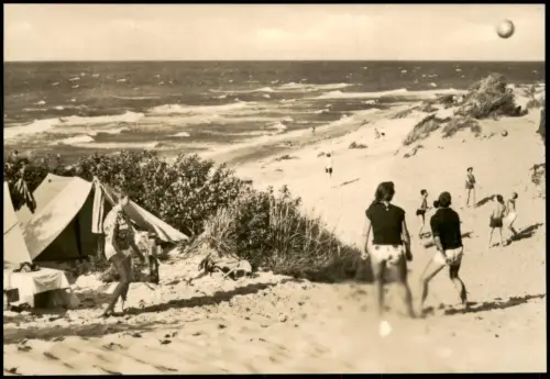 Ansichtskarte Bakenberg Strandleben mit Campingzelt und Ballspielern 1971
