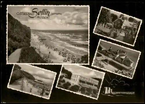 Ansichtskarte Sellin Strand, Hotels - Sonderstempel 1961