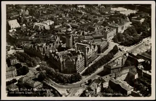 Ansichtskarte Leipzig Luftbild Neues Rathaus und Innere Stadt 1934
