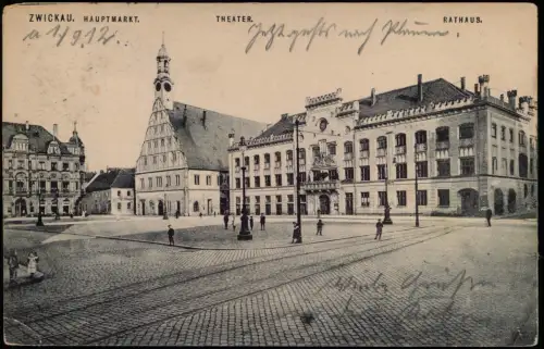 Ansichtskarte Zwickau Hauptmarkt 1912