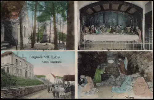 CPA Bergholz Bergholtz Zell 4 Bild Schulhaus Oelberg Jesus 1912