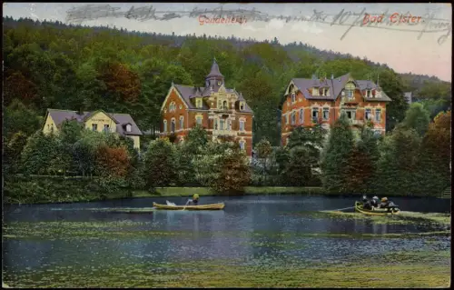 Ansichtskarte Bad Elster Gondelteich Ruderer Stadthaus 1926