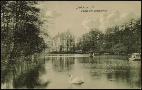 Ansichtskarte Zwickau Partie am Langenteich 1912
