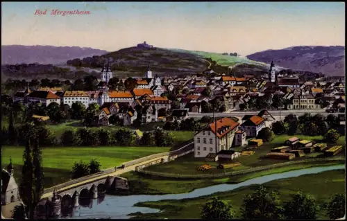Ansichtskarte Bad Mergentheim Stadtpartie Brücke - Künstlerkarte 1912