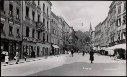 Ansichtskarte Passau Ludwigstrasse - Geschäfte 1932