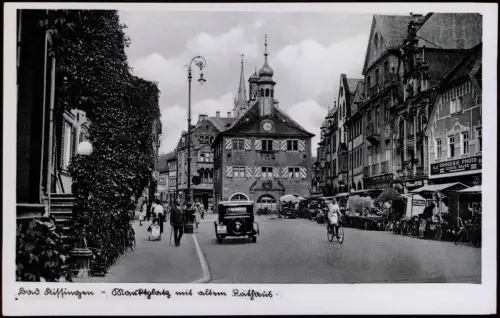 Ansichtskarte Bad Kissingen Marktplatz Marktstände Auto 1938