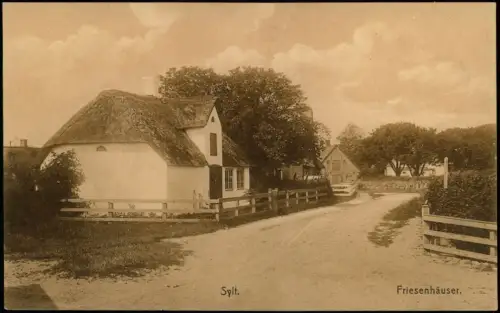 Ansichtskarte Sylt Straßenpartie mit Friesenhäusern 1919