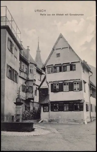 Ansichtskarte Bad Urach Partie aus der Altstadt mit Goresbrunnen 1907