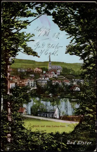 Ansichtskarte Bad Elster Luisa-See Louisa-See durch Birken gesehen 1915