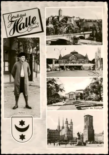 Halle (Saale) Hallore, Bahnhof, Theater, Giebichenstein 1963
