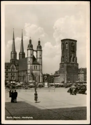 Ansichtskarte Halle (Saale) Marktplatz mit Marktkirche und Rotem Turm 1959