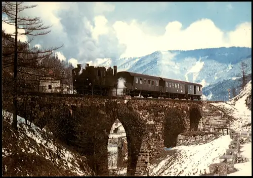 Ansichtskarte Vordernberg Zahnradlokomotive 97.204 auf Brücke 1970