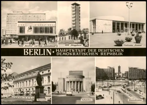 Berlin Mehrbildansicht Ost Hotel Berolina, Müggelturm und Alexanderplatz 1965