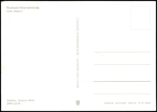 Ansichtskarte Warnemünde-Rostock Hotel Neptun 1981
