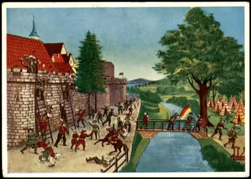 Ansichtskarte Crailsheim Historische Belagerung 1380/1970